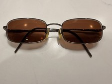 Vintage Giorgio Armani 1047 1144 Rectangle Sunglasses Gunmetal Amber Lens 53-19