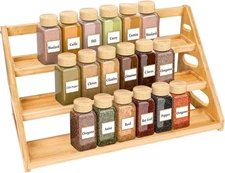 Spice Rack - Bamboo Spice Rack Organization for Cabinet/Countertop