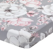 Lambs  Ivy Signature Botanical Baby Watercolor Floral Cotton Crib Sheet - Gray