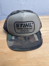 Vintage STIHL Hat Cap Snapback Camo Trucker Patch Chainsaw Outdoors Mens READ