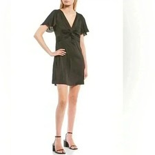 B. Darlin Little Black Dress Mini V Neck Twist Front Flutter Sleeve