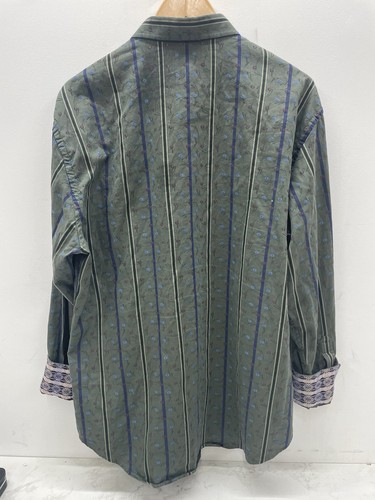 ROBERT GRAHAM Striped Embroidered L/S Button Front Shirt India Men's Size XL - Picture 2 of 9