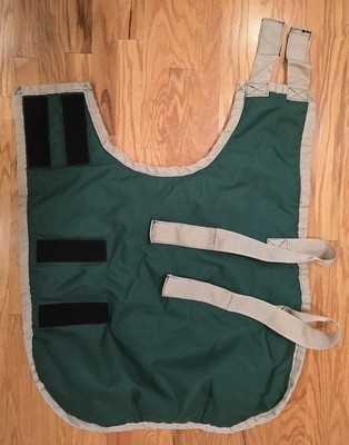 Green and Tan Dog Coat - cold and/or rainy weather, 4 Adjustable Straps