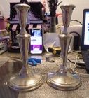 Reed and Barton Sterling Silver Weighted and Reinforced Candlesticks Pair 9-1/4"