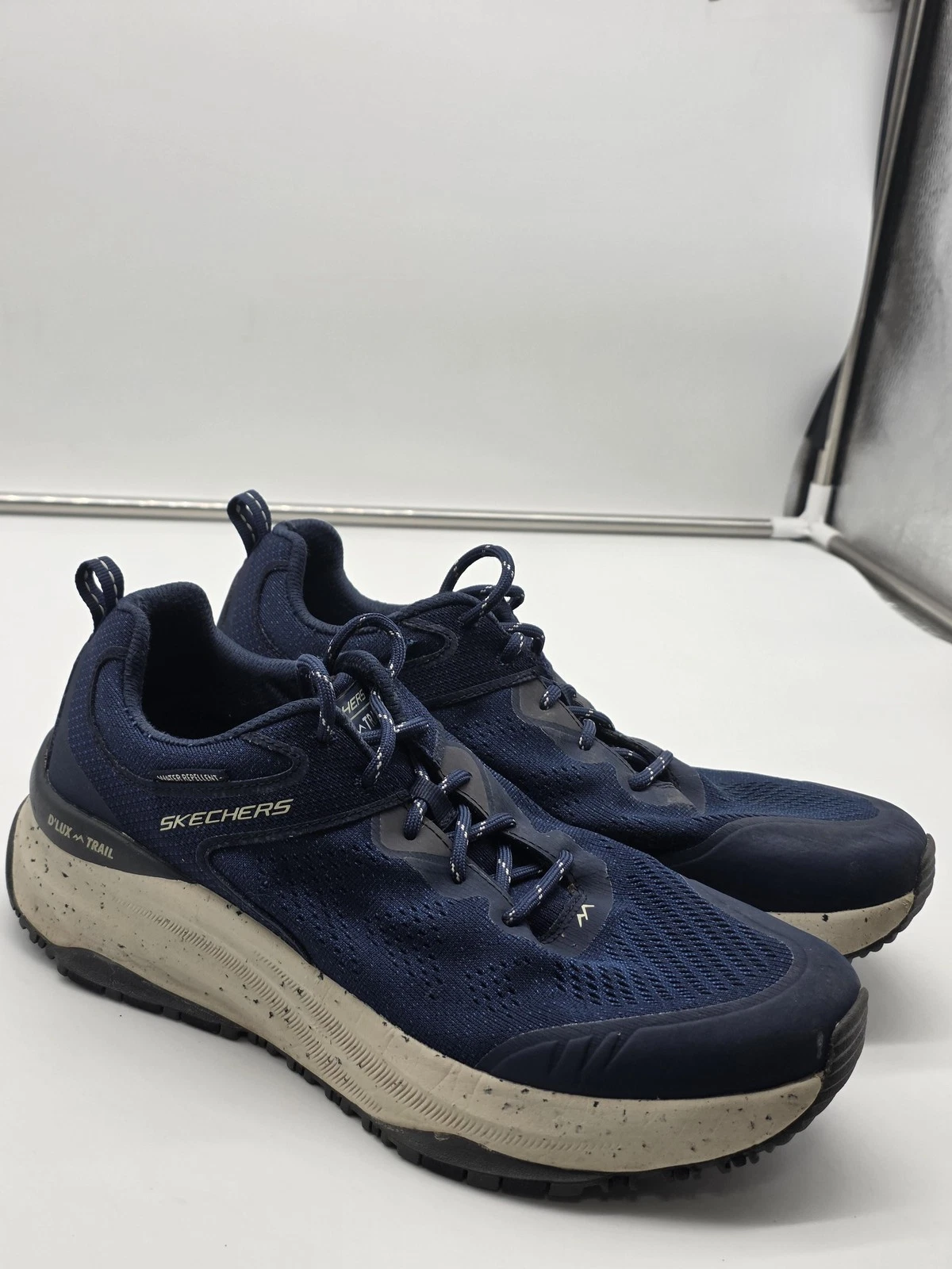 Skechers D'LUX Trail Shoes Mens 10.5 Blue Damaged Athletic Sneakers 237336