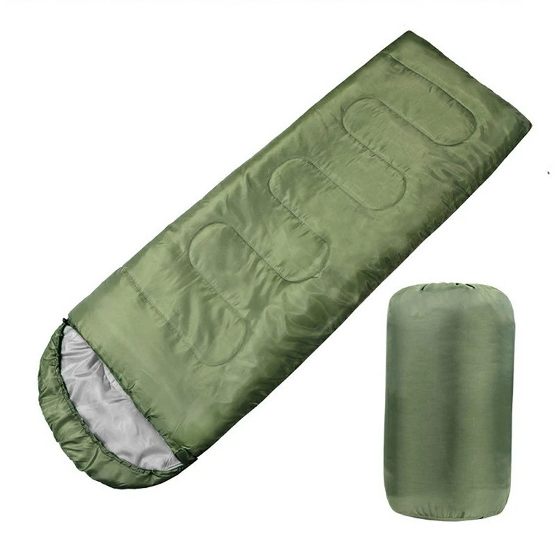 3-4 Season Rectangular Sleeping Bag Camping Envelope Zip Army Green Go-ds