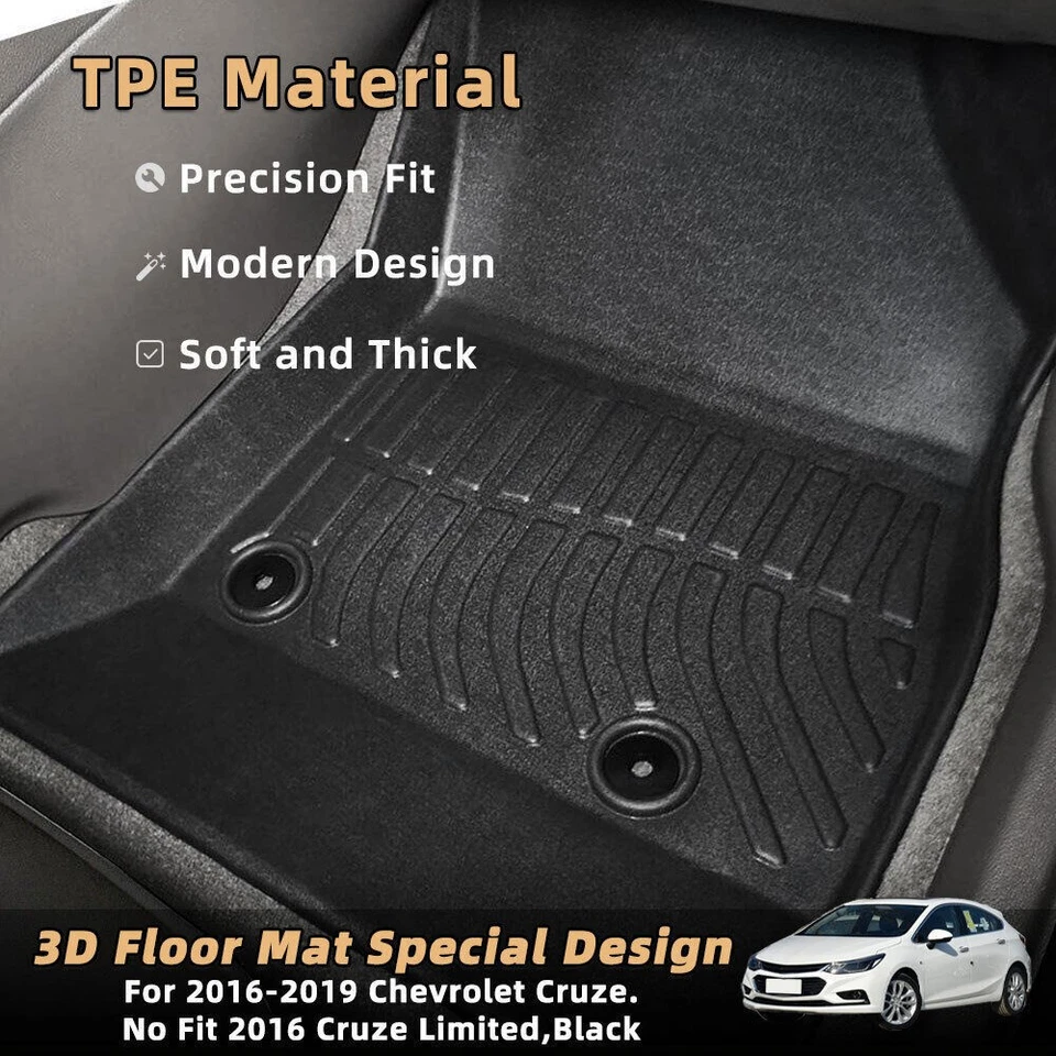 Car Floor Mats for 2016-2019 Chevrolet Cruze All-Weather TPE Rubber Cargo Liner - Image 2 of 4