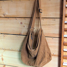 Brown Solid Zip Top Hobo Shoulder Bag Adjustable Strap Beige Lined Casual