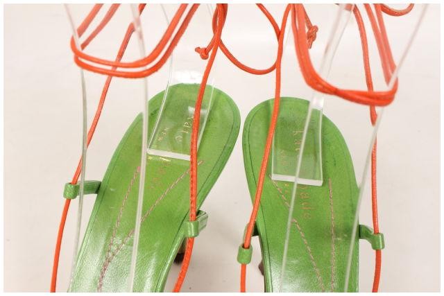 Kate Spade Sandals Lace Up Green Women’s 6W Used with Box & Bag thumbnail 7