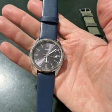 Orologio Uomo Casio MTP-1302 Ghiera Zigrinata Quadrante Blu Cinturino Pelle