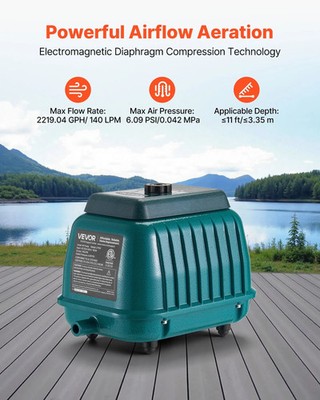 Linear Air Pump, 2219.04 GPH Air Flow, Septic Aerator Pump, Aeration System for