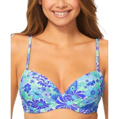 Raisins Bikini Top Womens S Blue Floral Underwire Pushup Swim Resort Beach NWT