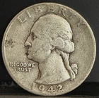 1942 25C Silver Washington Quarter