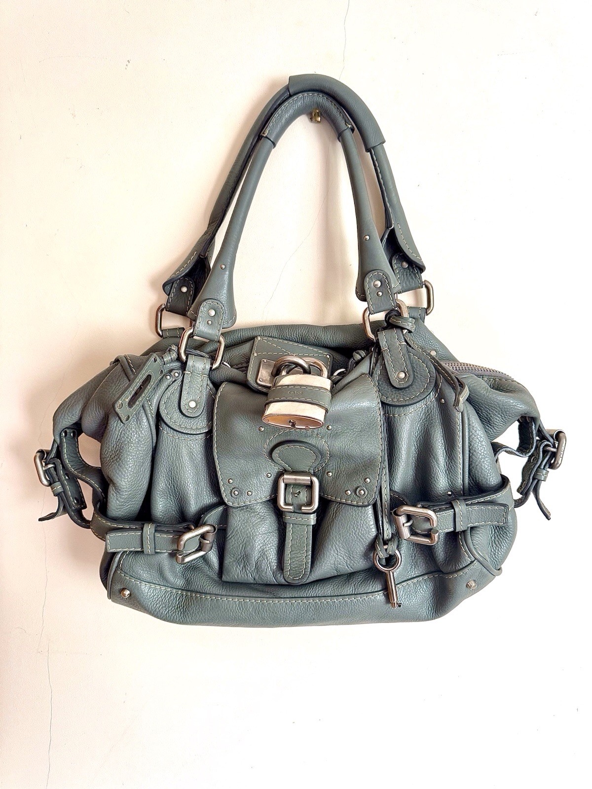 Chloe Paddington Bag Slate Grey Leather Large Vintage Y2K Authentic
