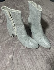 Women  s Silver Rhinestone Ankle Boots
