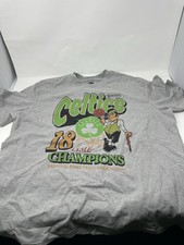 Celtics NBA Grey Large Shirt 18 X  s Champions Leprechaun With Basketball