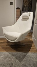 DWELL RRP£300 DFS Designer White Swivel Chair Faux Leather