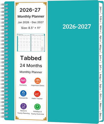 2026-2027 Monthly Planner, 2 Year Calendar Planner, Jan 2026 - Dec 2027, 8.5   X