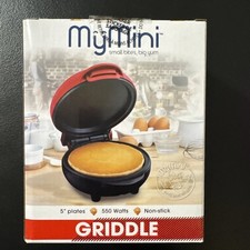 Nostalgia My Mini 5" Waffle Maker -Red- Nonstick Surface Factory Sealed