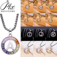 A-Z Letters Necklace Initial Pendant 925 Silver 5A Cubic Zirconia Necklace Chain
