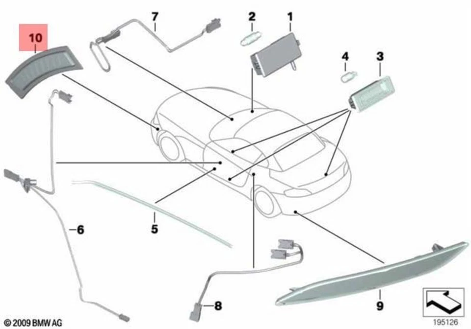 Genuine BMW Z4 E89 2009-2014 Front Side Marker Reflector Amber USA Type RIGHT - Image 2 of 4