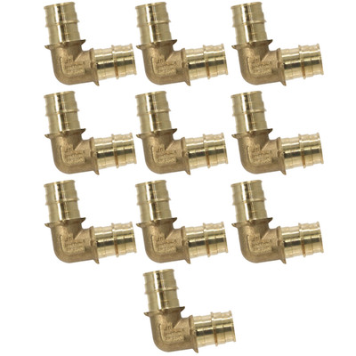 10 Pack  XFITTING 3/4'' Pex A Elbow, 3/4 Expansion Elbow, Lead Free Brass