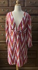 Talbots Linen Beach Cover Size M, White Magenta And Orange Design — photo 1