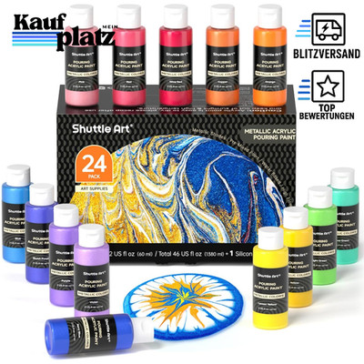 Acrylfarben Set 24 Stück Pouring Farben mit Silikonöl für Künstlerbedarf