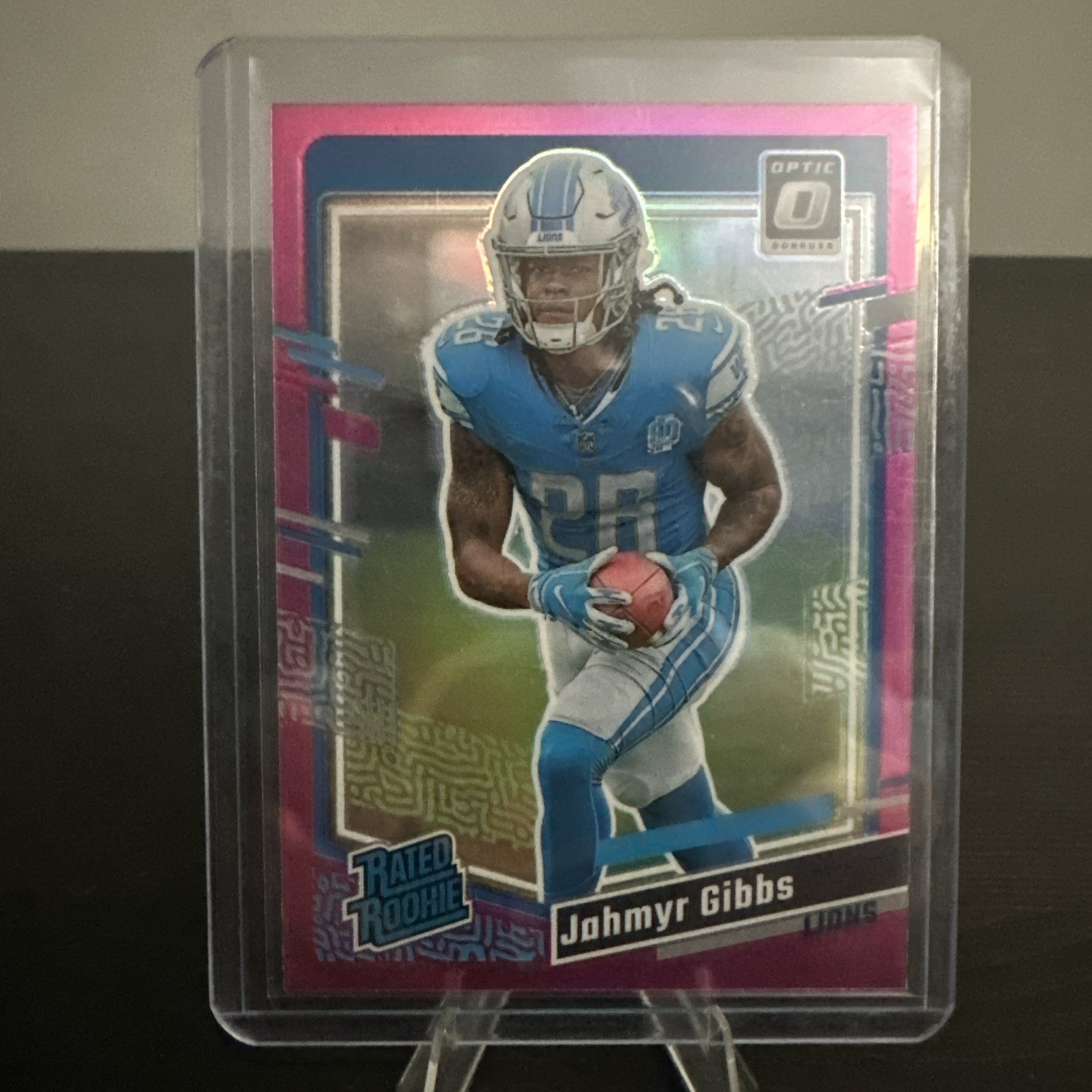 2023 Panini Donruss - Rated Rookie Jahmyr Gibbs #331 Optic Preview Pink Prizm 