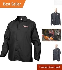 Extra Large Black Flame-Resistant Welding Jacket - Breathable Cotton Safety Gear