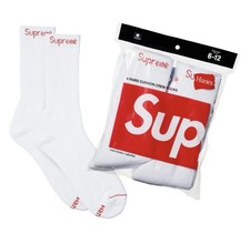 Supreme Hanes WHITE Crew Socks ONE 1 PAIR -Size 6-12 - NEW