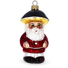 Santa in the Mushroom Hat Glass Ornament