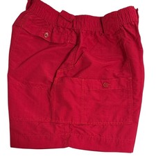 AFTCO Mens Sz 34 Red Fishing Cargo Multiple Pockets Logo Shorts