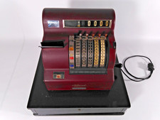 National Augsburg Kasse N-1653, Geldfach, 1950er Jahre, weinrot, guter Zustand