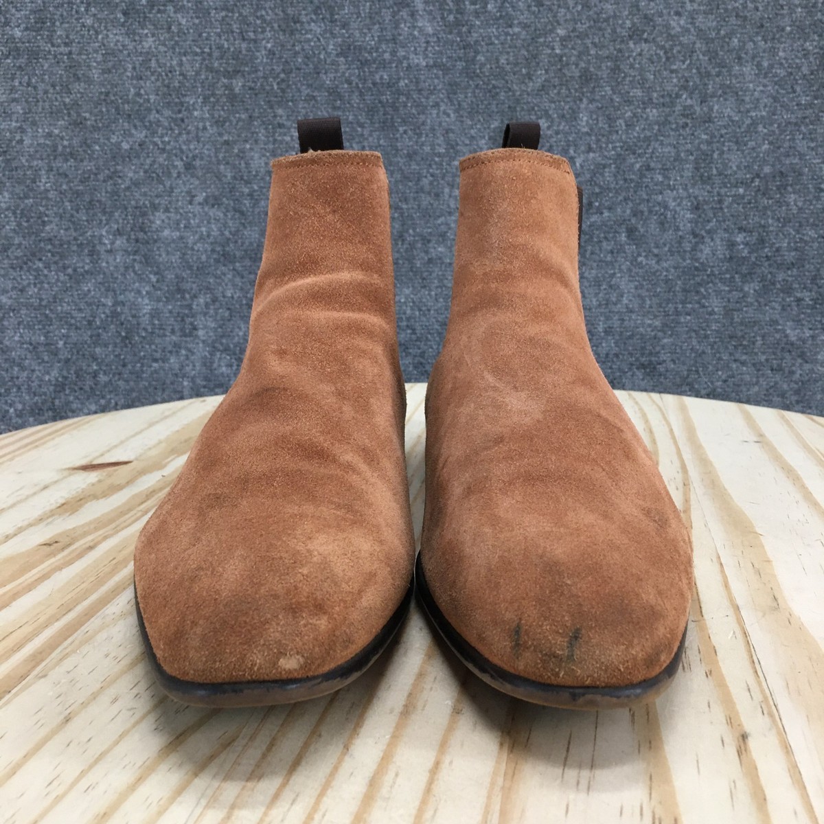 Aldo Chelsea Boots Men 10 Tan Suede Elastic Goring Pull On Stacked Heel Romanian Aldo Boots Mens 9.5 Chelsea Booties Brown Suede Pull On  main image 3