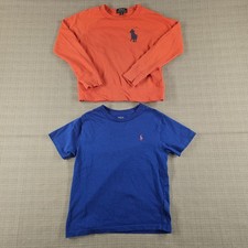 Polo Ralph Lauren Shirt Sweatshirt Boys 8 Blue Orange Pony Logo 2 Piece Set