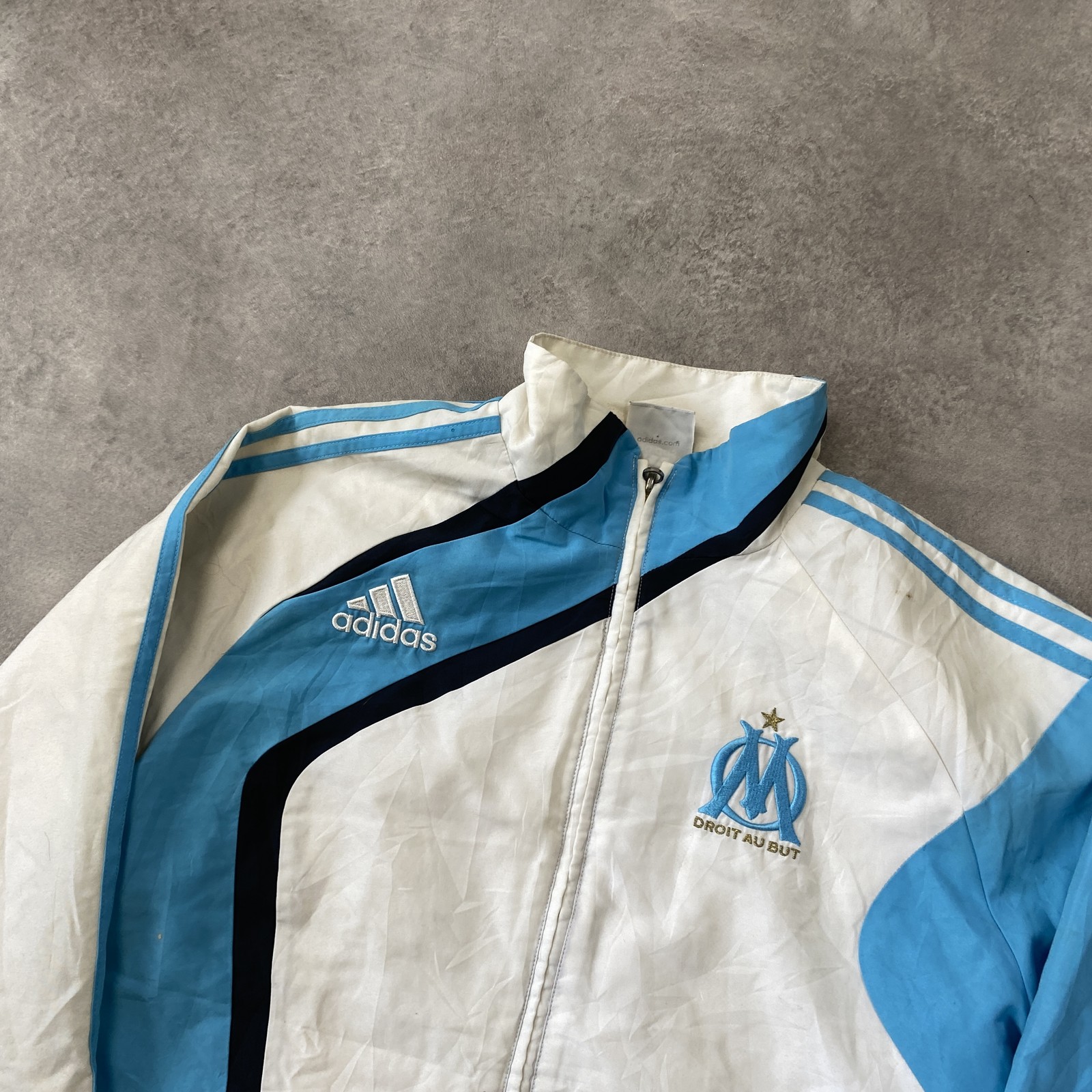 Adidas Olympique Marseille Track Jacket Men's Small  09-2010 Y2K Vintage, White image 3