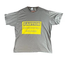 Men's 2XL CAUTION Does Not Play Well With Others T-Shirt Gray Port Company