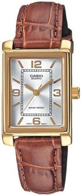 Casio Women's Gold Case Brown Leather Strap Watch LTP-1234PGL-7AEG