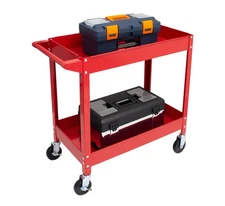 2-Tier Utility Cart 300lbs Capacity Heavy Duty Steel Service Cart with Wheels...