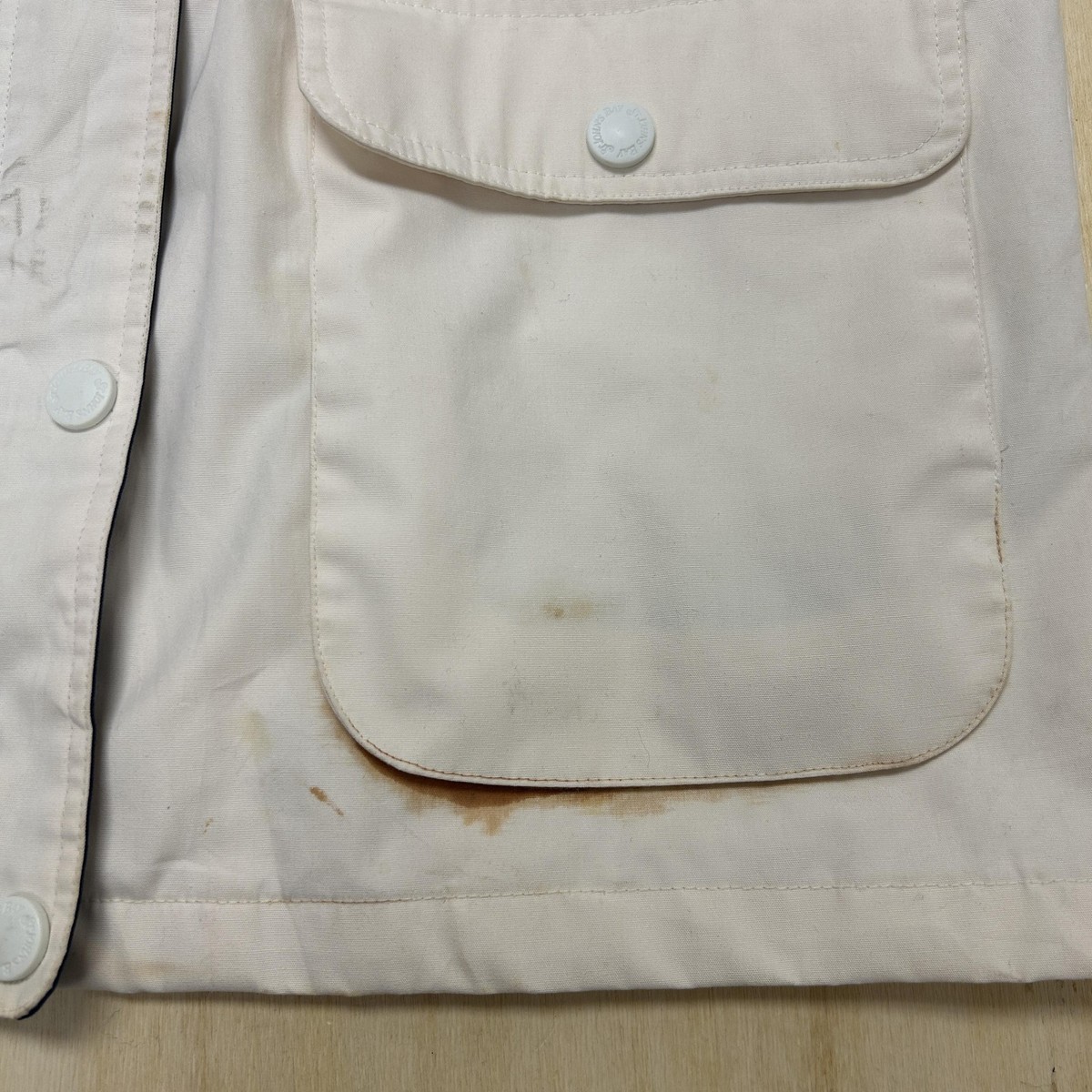 Vintage St. John's Bay Jacket Mens Large White Canvas Snap Front