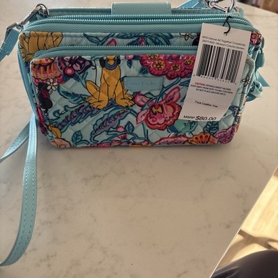 Rare Disney RFID Deluxe All Together Crossbody In Mickey's Colorful Garden