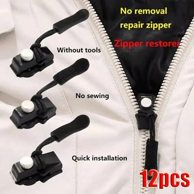 #ad #ad 12 Pack Universal Quick‑Fix Zipper Repair Kit – Detachable Slider Replacement $6.69
