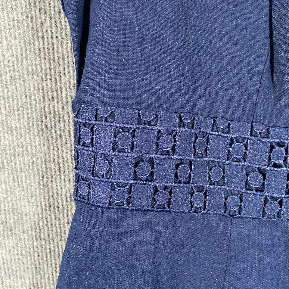 Debenhams Dress Womens 18 Plus Blue Linen The Collection Midi Evening Formal NEW - image 3 of 4