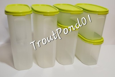 TUPPERWARE Modular Mates Pantry Set of 6 Margarita Green Seals Oval 1 2 2 3 4 4