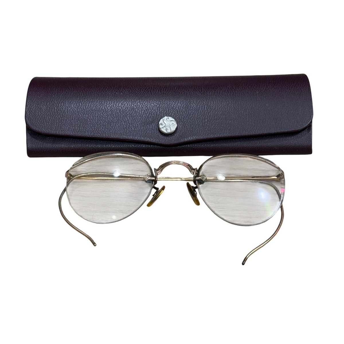 Vintage 12K Gold Filled Rimless Eyeglasses Cable Temples 
