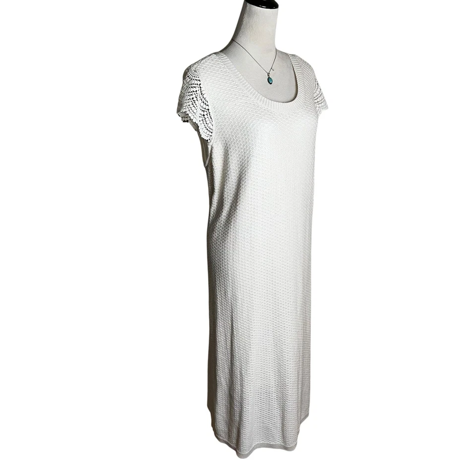 Lane Bryant береза крем крючком трикотажа миди платье плюс 22/24 | богемное крышка рукав - Изображение 3 из 4