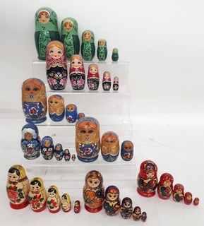 Bundle Of Matryoshka Russian Stacking Dolls Nesting Dolls Mixed Designs Wooden