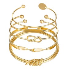 Gold Bangle Bracelets Set for Women, Multi Layer Stackable Cuff Bracelets, Boho