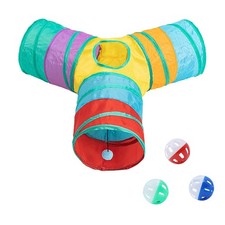 Pet Cat Tunnel Tube Cat Toys 3 Way Collapsible, Tunnels for Indoor Cats, Kitt...